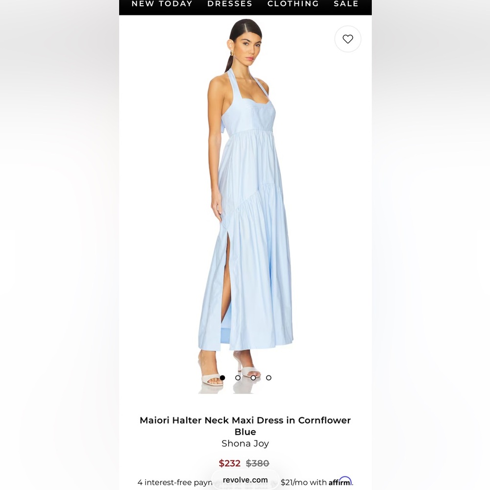 Worn once Shona Joy Pale Blue Sleeveless Maxi Dress with Side Slit